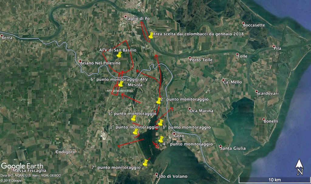 Mappa punti monitoraggio e aree frequentate